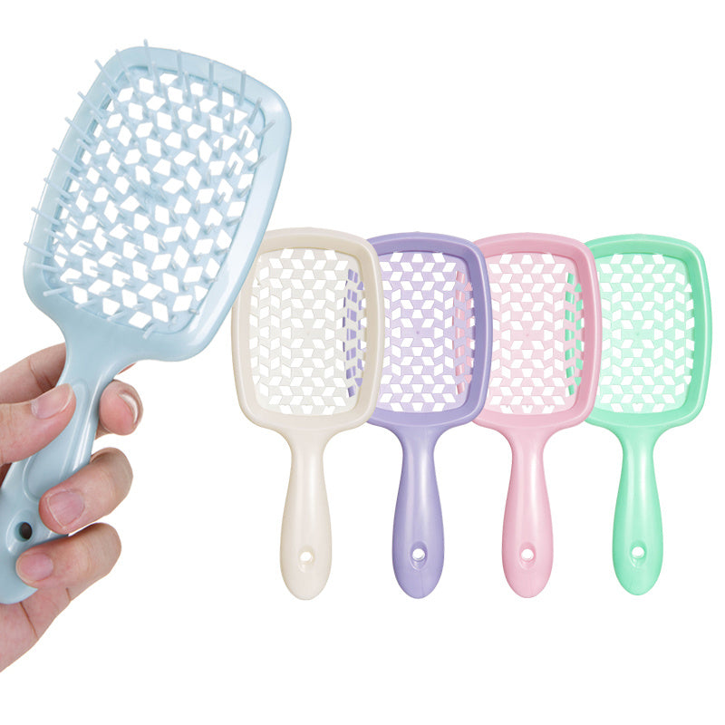 Portable Pearlescent Hair Comb, Hollow Airy Hair Brush, Candy Colors, Waterproof Dry Hair Detangling Brush, Openwork Comb, Grid Honeycomb Comb, Household Massage Comb, Dry and Wet Use Plastic Portable Pearlescent Hair Comb - Mother's Day Gift