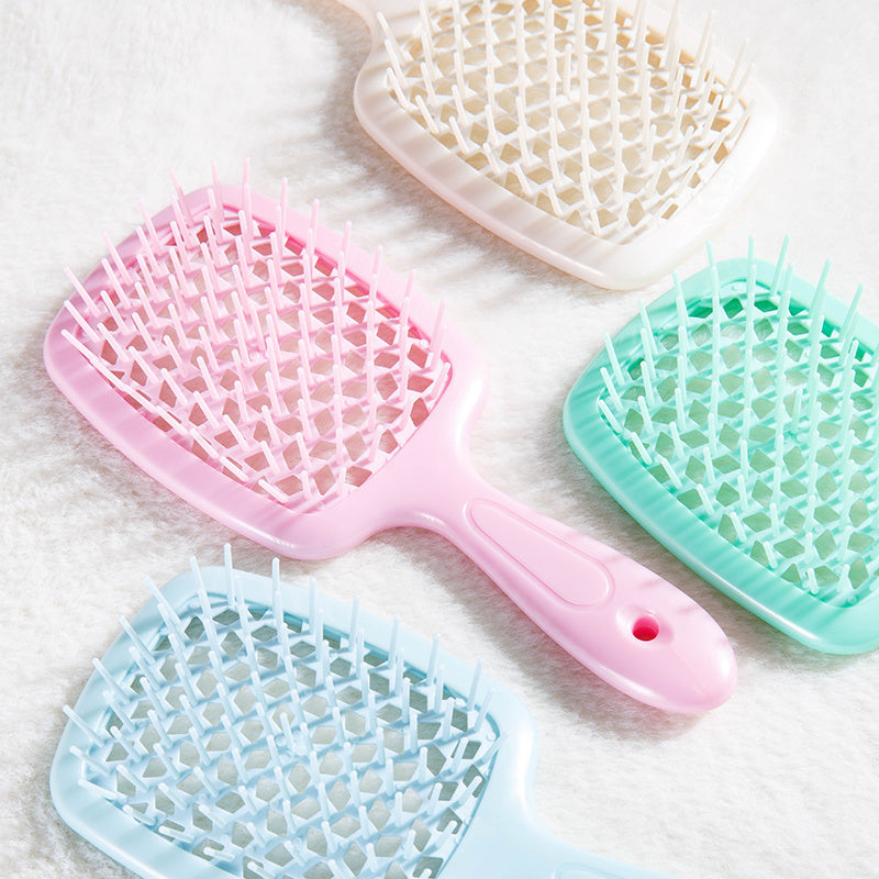 Portable Pearlescent Hair Comb, Hollow Airy Hair Brush, Candy Colors, Waterproof Dry Hair Detangling Brush, Openwork Comb, Grid Honeycomb Comb, Household Massage Comb, Dry and Wet Use Plastic Portable Pearlescent Hair Comb - Mother's Day Gift