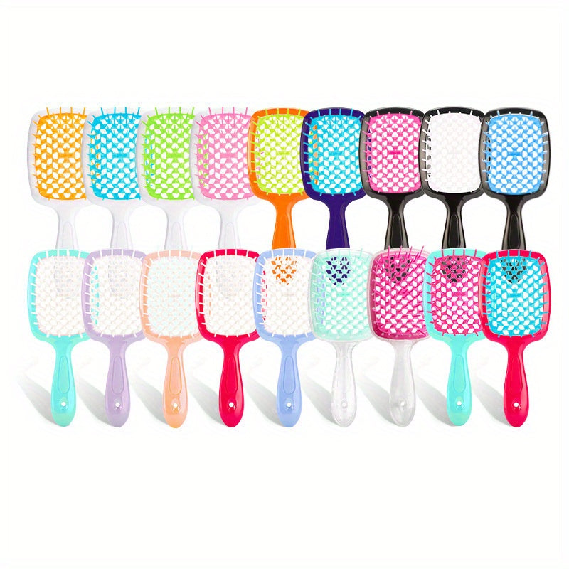 Anti Static Hollow Mesh Comb, Candy Color Comb for Both  and Wet Use, Household Anti-static Styling Comb, Smooth Hair Comb, Massage Comb, Large Back Fluffy Comb, Hair Styling Tools