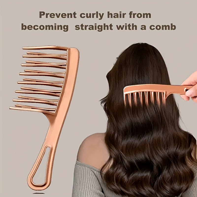 Large Double-Tooth Comb for Curly Hair - Electrostatic, Smooth Styling Tool with Comfortable Handle, Durable Plastic Teeth Suitable for Long Curls - Perfect Gift for Women, Modern Hair Brush, Smooth Hair Brush, MenHairbrush, Comb for Curly Hair