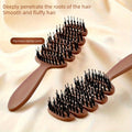 1pc Dual-Purpose Natural Bristle Hair Comb - a Fluffy Massage Tool Suitable for Women, Suitable for Straight And Fluffy Hair, with Brown ABS Plastic Handle, Perfect for Home And Travel, Dual-Purpose Hairbrush | Straightening Brush