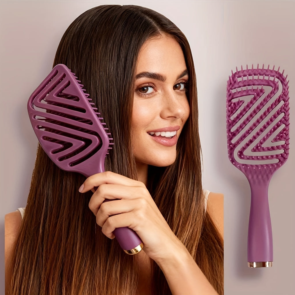 [Quick Dry Hair Brush] Wet brush quick drying hair brush, ventilated design, ergonomic handle, suitable for all hair types, anti knot comb, hollow comb and fluffy curved ventilated comb, suitable for natural, curly, straight, wet or dry hair with heat res